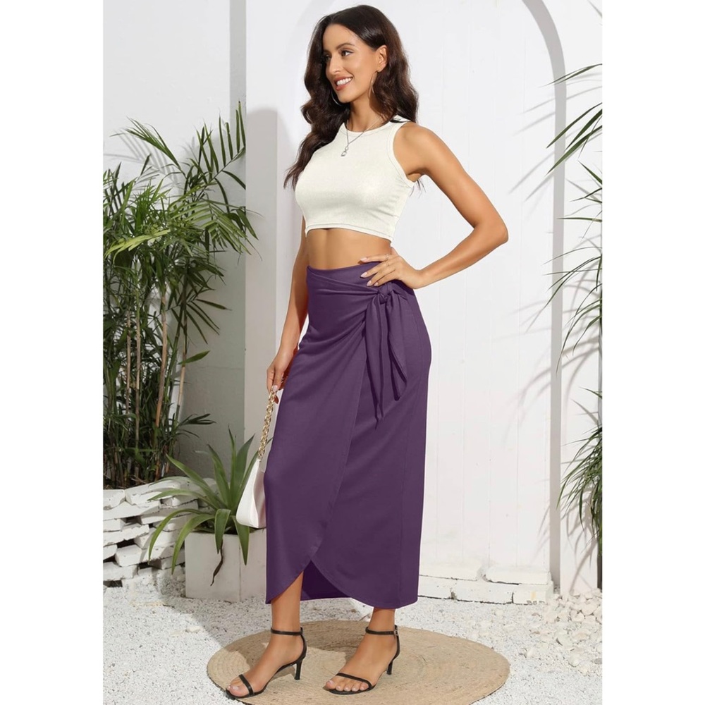 Witsmile Purple Wrap Midi Skirt